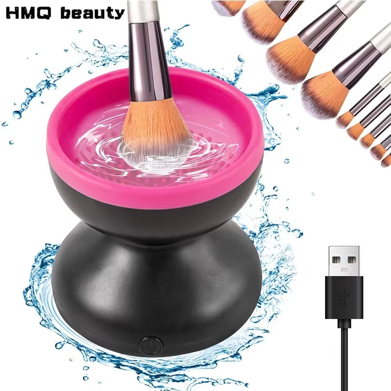 "Revolutionary Portable USB Makeup Brush Cleaner - Electric Silicone Tool for Effortless Cleaning & Quick Drying!"