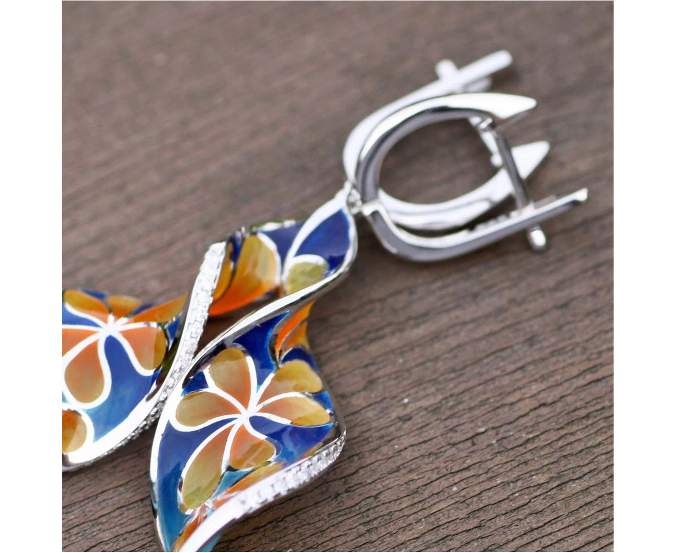 1 Pair Ear Buckle Earrings Spiral Shape Enamel Painting Vintage Long Lasting Fahsion Appearance Dangle Earrings for Banquet - Orange