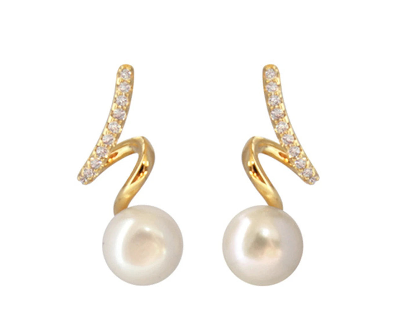 "Elegant Golden Twisted Rhinestone Stud Earrings with Faux Pearls - Perfect Korean Style Jewelry Gift!"