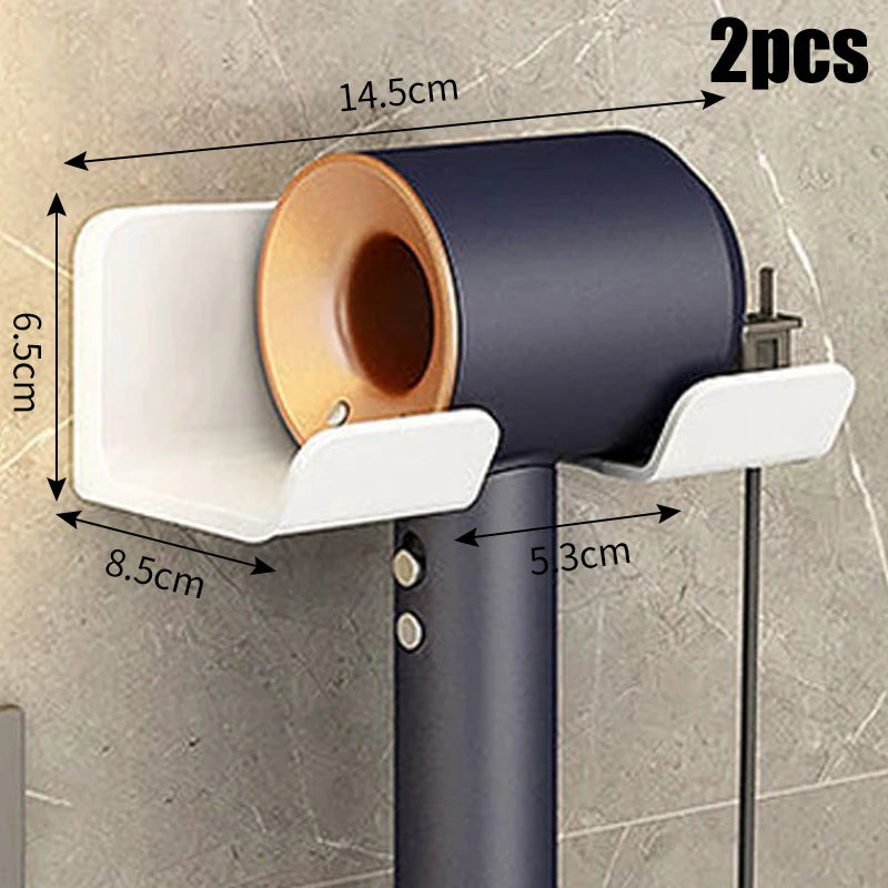 Wall-Mounted Hair Dryer Storage Rack - Multi-Functional Non-Perforated Bathroom Organizer