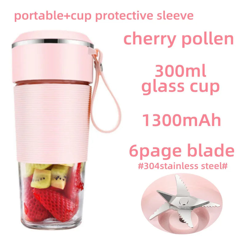 "Rechargeable Mini Portable Juicer - Wireless Smoothie Blender for Fresh Fruit Juice on the Go!"