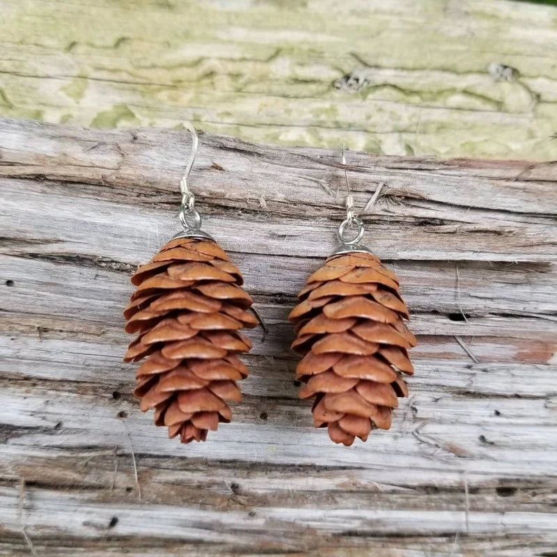 White Spruce Cone Earrings Real Pine Cone Earrings Forest Foraged Jewelry Real Botanical Earrings Nature Jewelry Foraged Art