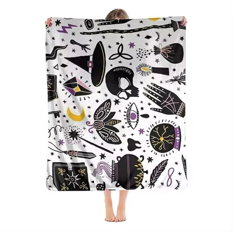 Retro Halloween Ghost Witch Halloween Decorations Blankets, Throw Blanket for Couch Soft Halloween Party Blankets