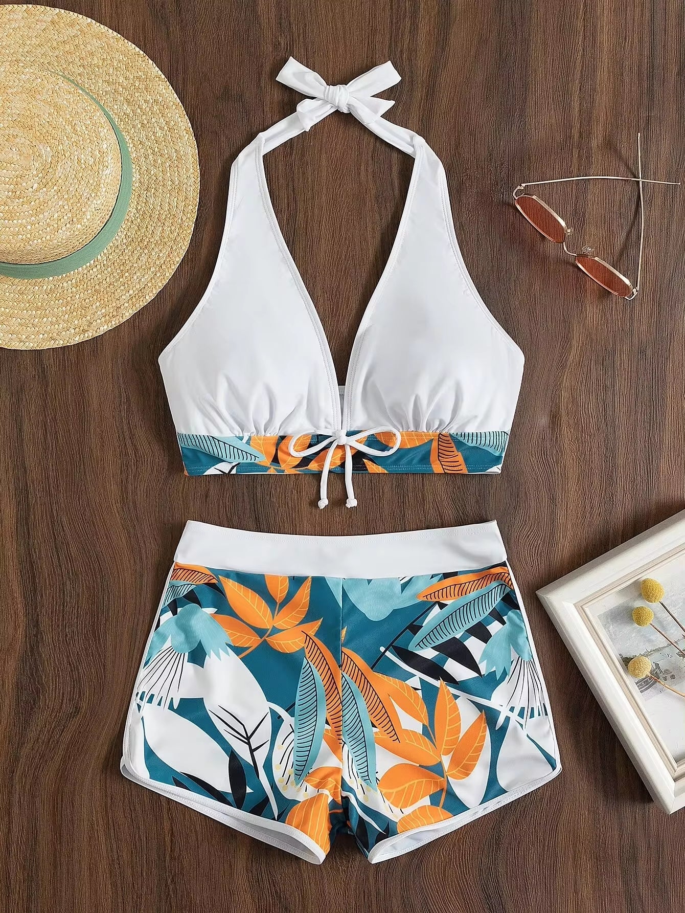 "Trendy 2024 High Waist Halter Bikini Set - Stylish Printed Women's Swimwear for Beach Fun!"