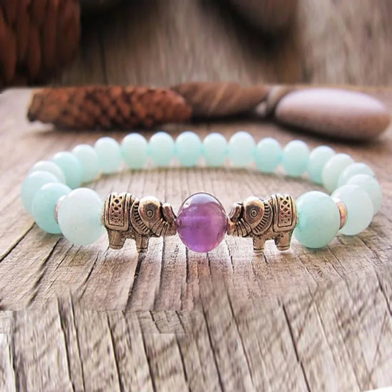 Elephant Bracelet Mala Bracelet Bead Bracelet Stone Jewelry Buddhism Bracelet Yoga Bracelet Fertility Bracelet