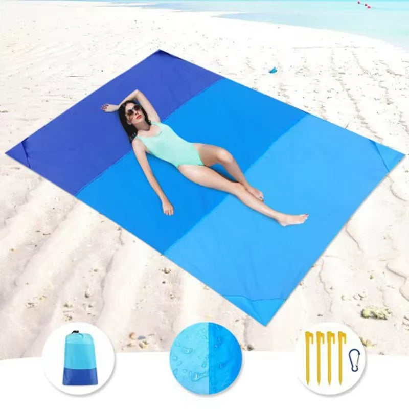 2X2.1M Waterproof Beach Blanket Portable Pocket Picnic Mat Outdoor Camping Mattress Sandproof Grounding Mat Beach Sleeping Pad