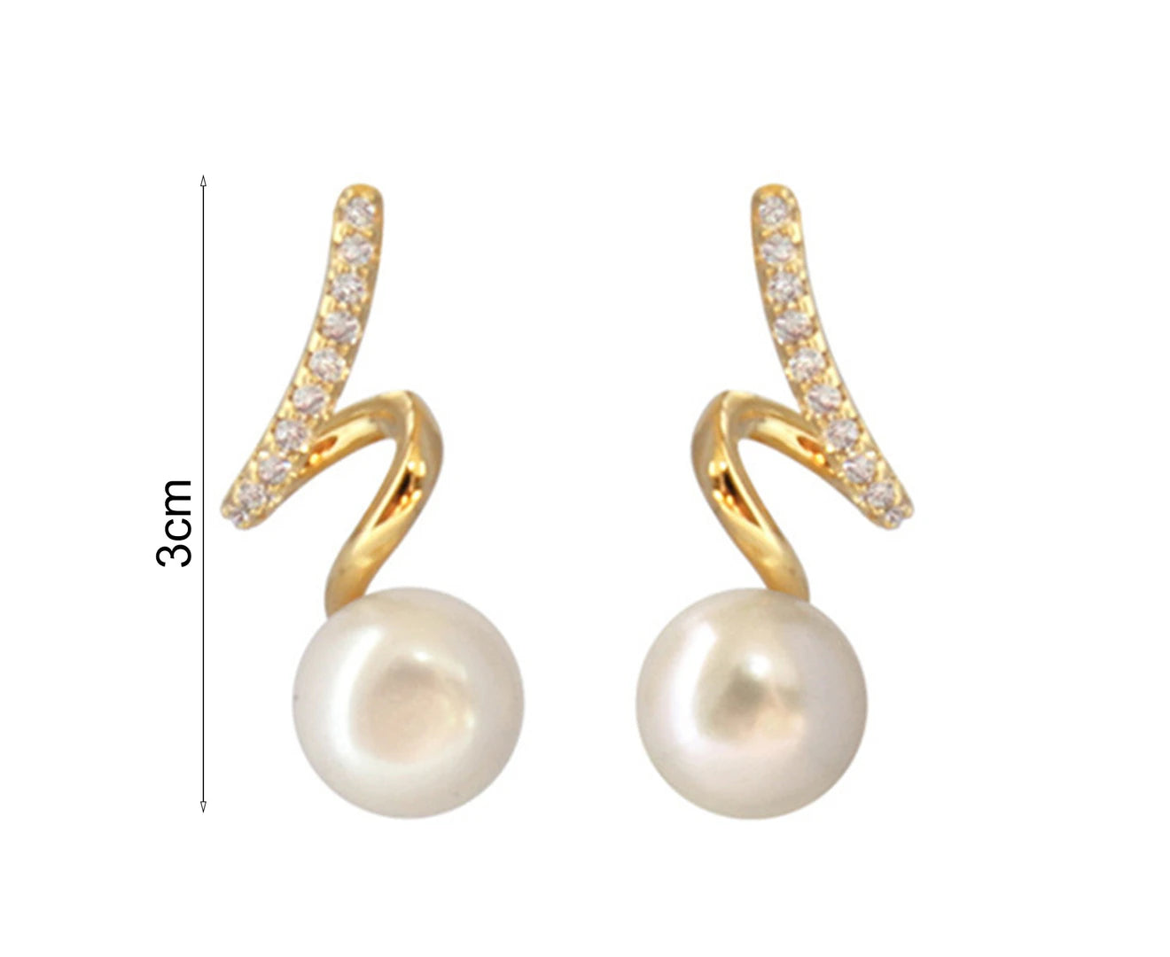 "Elegant Golden Twisted Rhinestone Stud Earrings with Faux Pearls - Perfect Korean Style Jewelry Gift!"