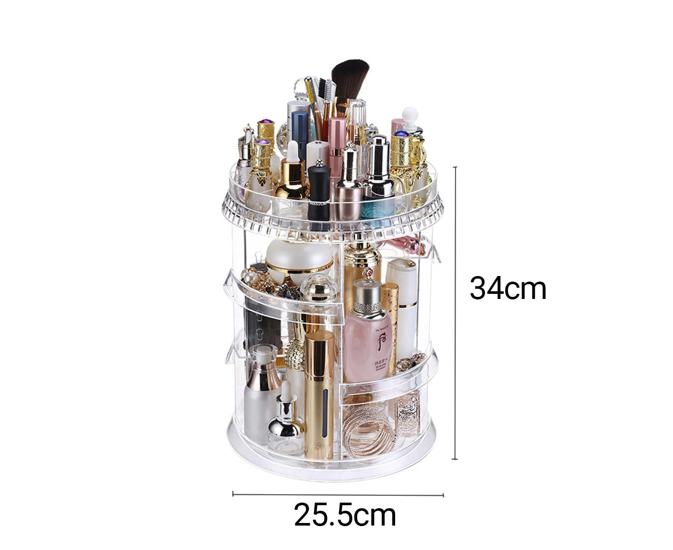 "Ultimate 360° Rotating Makeup Organizer - Elegant Cosmetics & Skincare Display Stand for Home Décor"