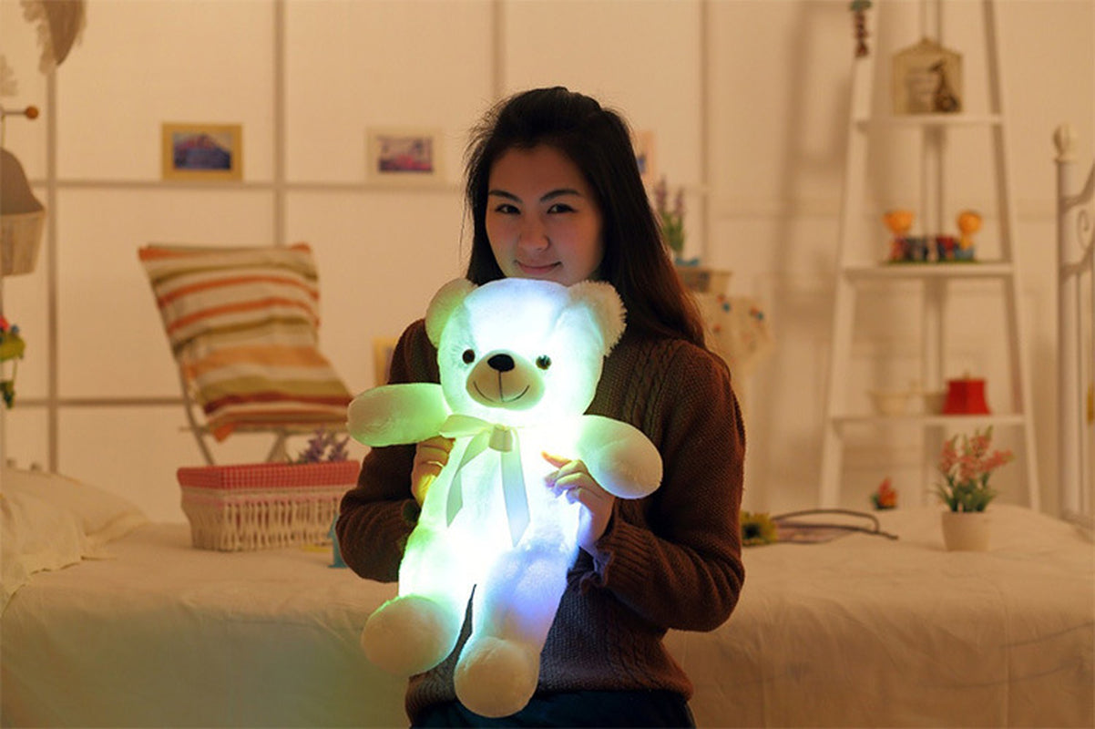 Creative Light up LED Teddy Bear Stuffed Animals Plush Toy Colorful Glowing Christmas Gift for Kids Pillow