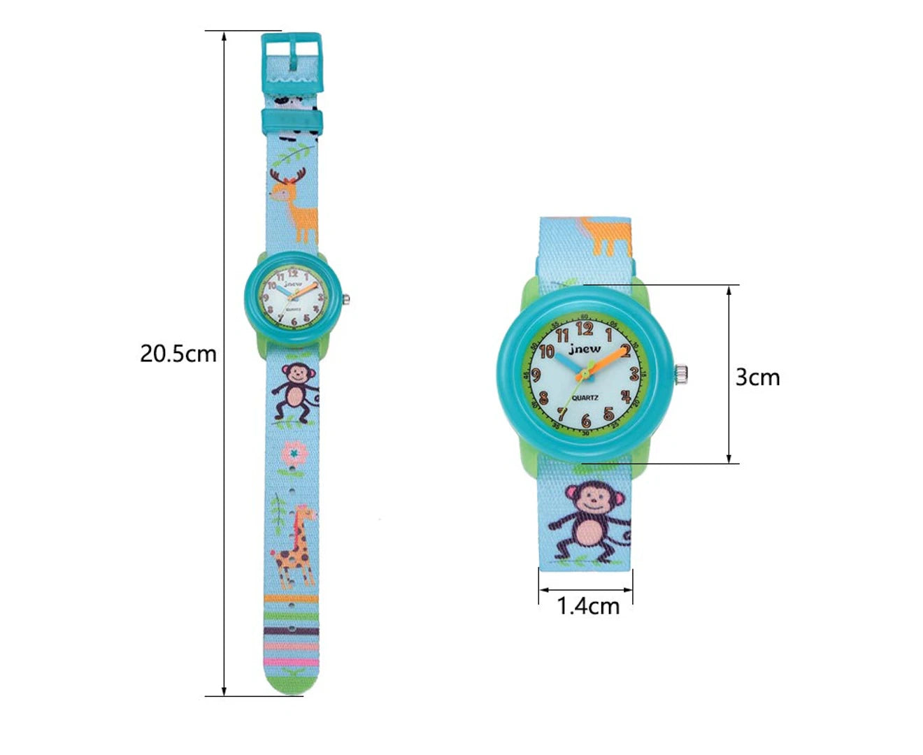 Cartoon Monkey Pattern Waterproof Childrens Watch for 3-10 Years